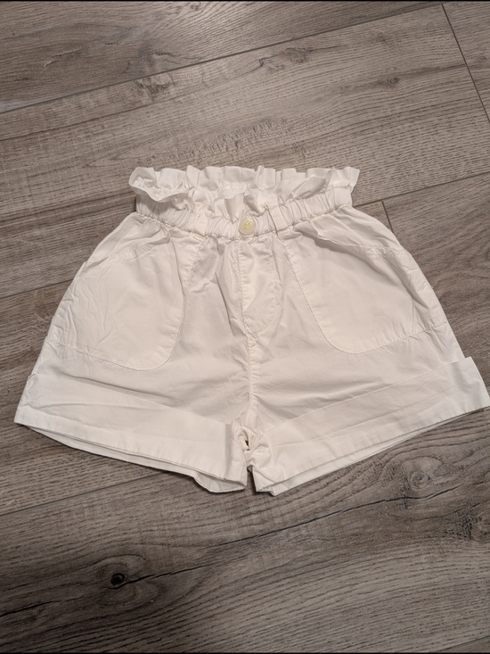 Zara Other - Zara White High-Waist Ruffle Waist Shorts
